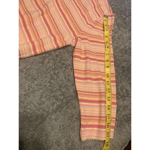 T by TALBOTS Size Med Pink Orange Cotton Striped Keyhole Back Top NWT - Picture 9 of 9